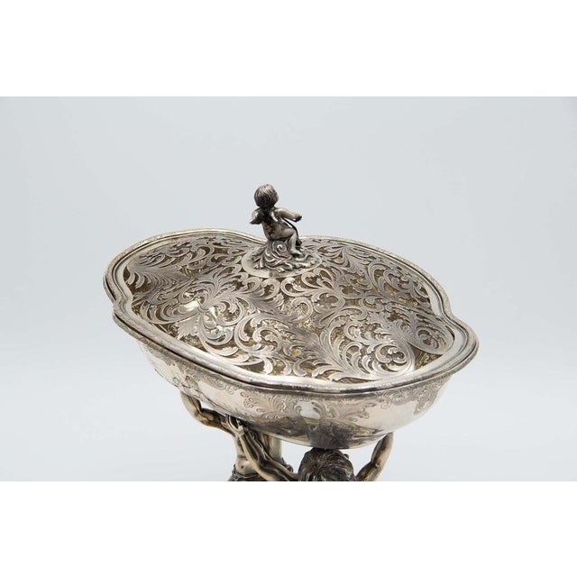 Silver Centerpiece with Scalloped Lid For Sale - Image 4 of 5