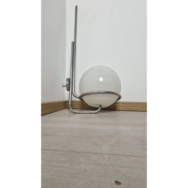 Metal Large Wall Lamps in Burnished Brass with Etched Glass Sphere, 19650s, Set of 2 For Sale - Image 7 of 12