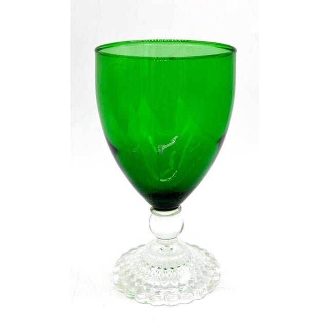 Mid-Century Modern Mid 20th Century Hollywood Regency Anchor Hocking Forest Green Glass Goblets – Set of 6 For Sale - Image 3 of 8