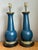 Late 20th Century Vintage Blue Gilt Accented Table Wood Half Lamps - Pair For Sale - Image 5 of 11