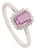 Art Deco Emerald-Cut Pink Sapphire & Diamond Halo Ring in 14k White Gold Size 6.5 For Sale