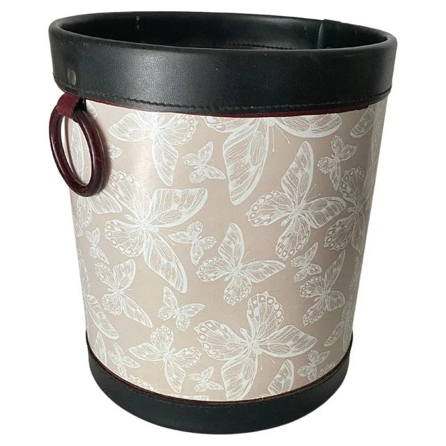 Faux Leather Trash Can in Black and Grey Color, Italy, 1970s For Sale - Image 9 of 9