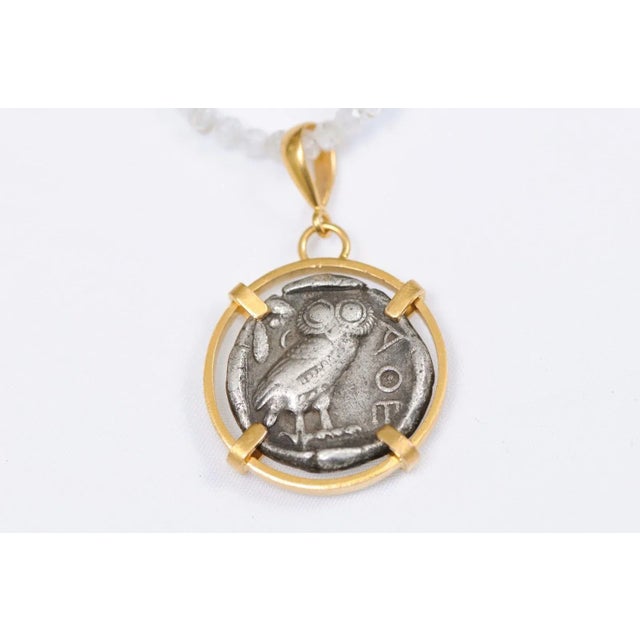 Antique Greek Owl Tetradrachm Coin in 22k Pendant For Sale - Image 4 of 11