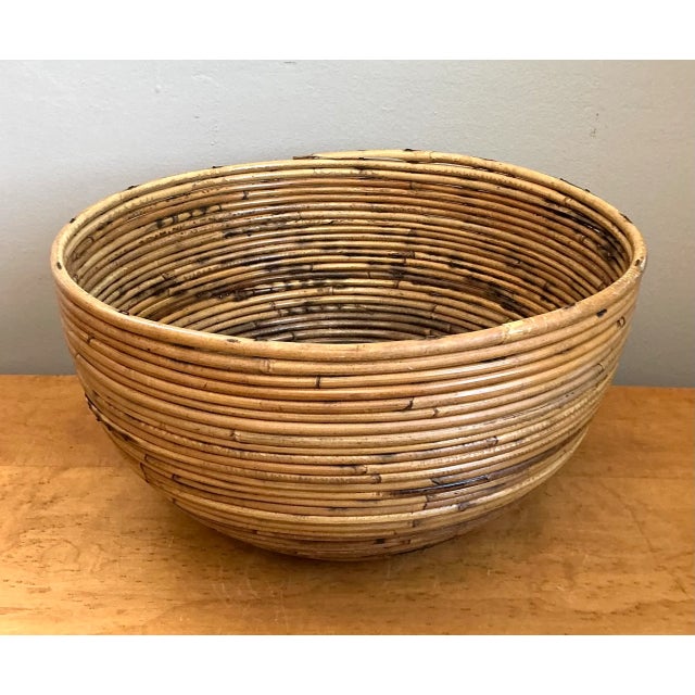 Vintage Natural Pencil Reed Decorative Bowl For Sale In West Palm - Image 6 of 12