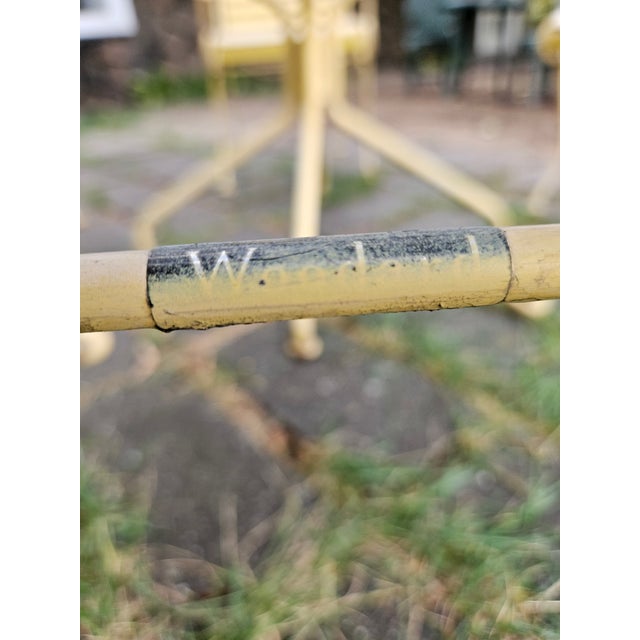 Metal Vintage Russell Woodard Vinyl Strap Wrought Iron Patio Table and 4 Chairs For Sale - Image 7 of 13