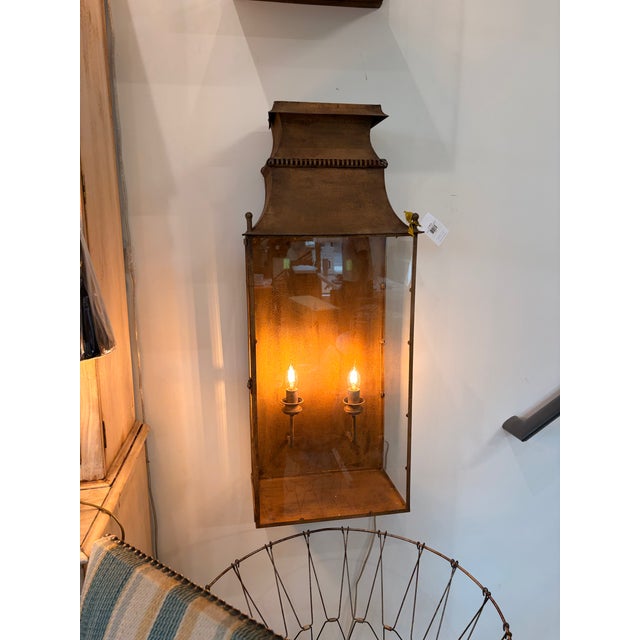 Large Gilded Wall Sconce W/ Glass For Sale - Image 4 of 4