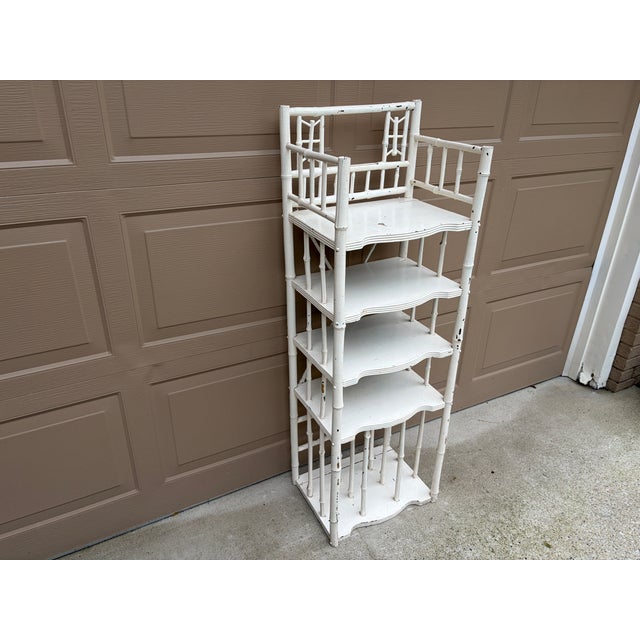 Late 19th Century Late 19th Century American Victorian White Painted Bamboo Étagère For Sale - Image 5 of 12