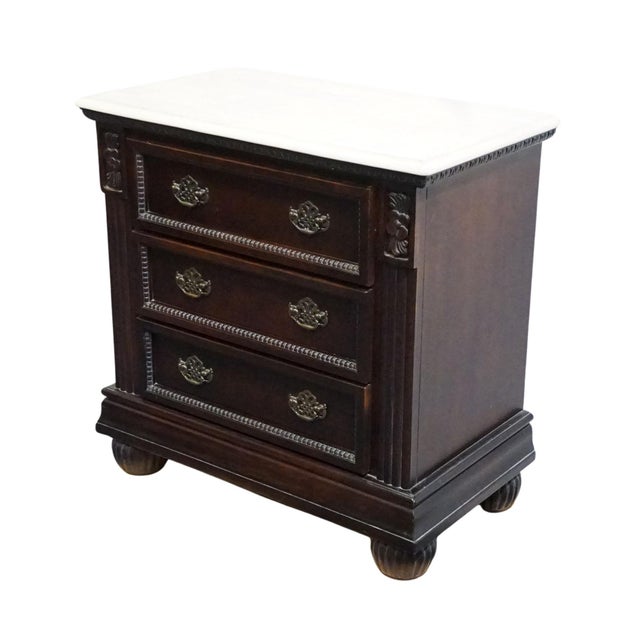 COLLEZIONE EUROPA Cachat Collection Cherry Contemporary Traditional 30" Three Drawer Nightstand w. White Granite Top 30"...