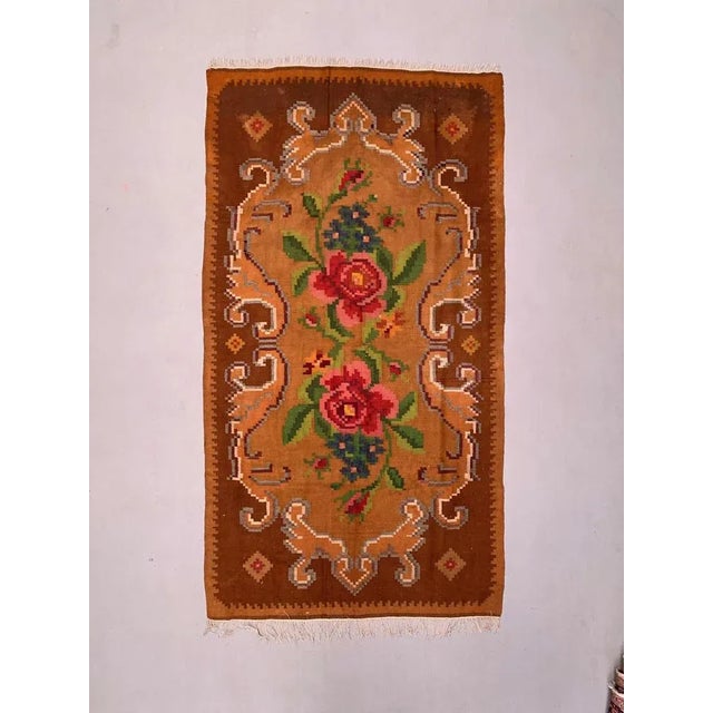 Large Vintage Moldovan Wool Square Kilim Rug For Sale - Image 10 of 11