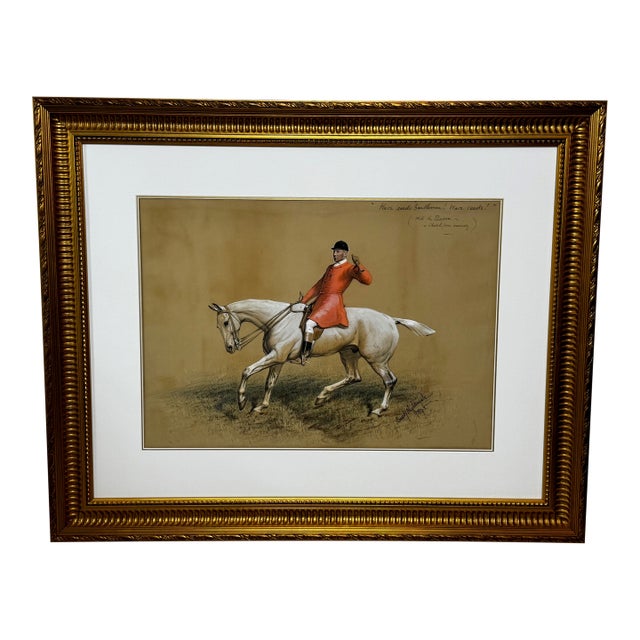 19th Century Hunting Painting “Hare Seeds Gentlemen! Hare Seeds With the Quorn Hunt” Tom Firr Huntsman on Horse Grey Whitelegs by Basil Nightingale For Sale