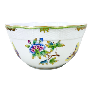 Vintage Hand-Painted Herend Hungary Queen Victoria Porcelain Bowl