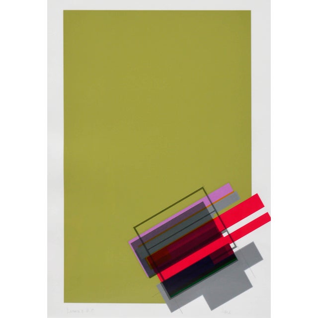 Abstract "Legato 2" - Chartreuse Abstract Geometric Screen Print by Michael Hale For Sale - Image 3 of 7