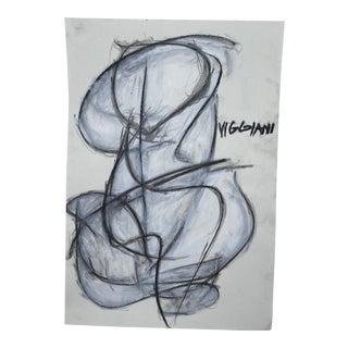Late 20th Century Charcoal Abstract Drawing Signed Viggiani For Sale