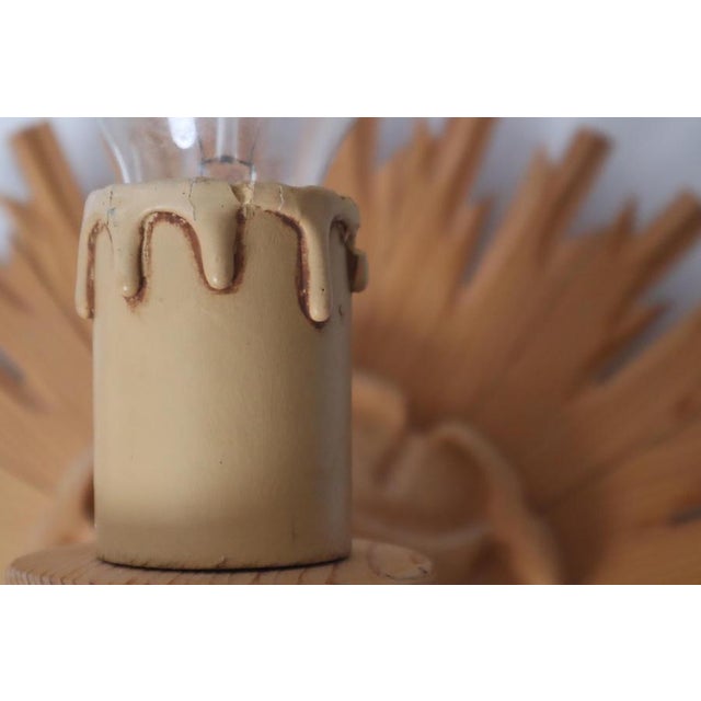 Hand-Crafted Pine Wood Starburst Sun Wall Lamps, Italy, 1980s, Set of 2 For Sale - Image 11 of 18