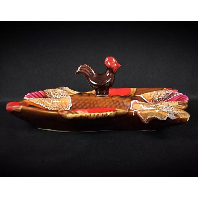 Mid 20th Century Vallauris Compartmentalized Appetizer Dish, Fish and Rooster For Sale - Image 12 of 12