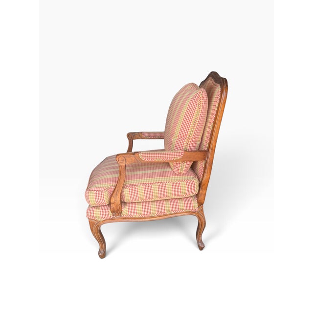 French Country Vintage Century Furniture French Louis XV Style Bergère Lounge Chair For Sale - Image 3 of 16