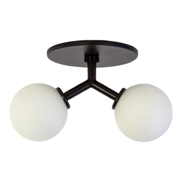 Y Flush Mount, Modern, 3 Inches Glass Globes, by Research.Lighting, Modern, Minimal For Sale