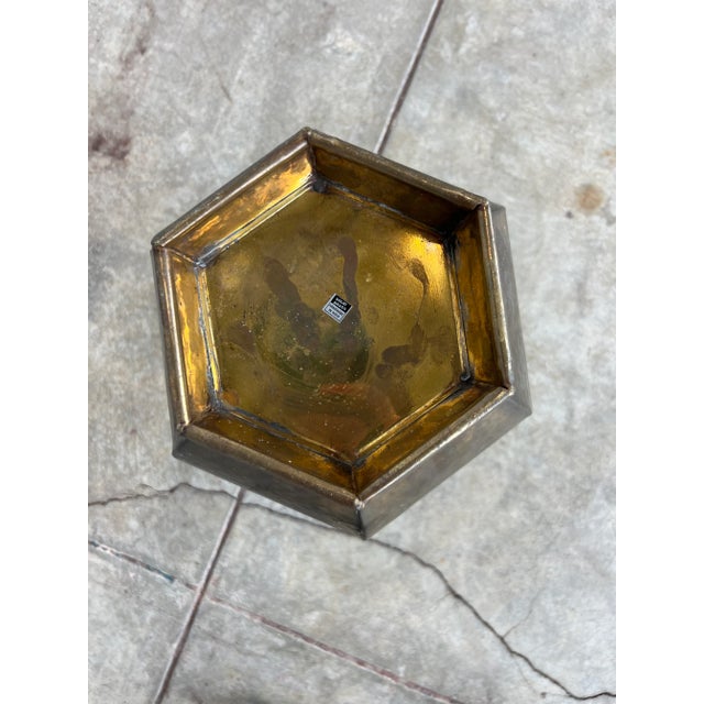 Mid 20th Century Mid 20th Century Large Hammered Brass Vase, Geometric For Sale - Image 5 of 6