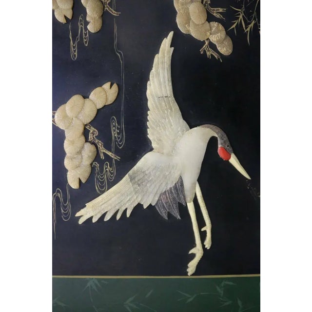 Metal Edo Period Japanese Lacquer Screen With Gemstone & Stone Inlay Exquisite Colors & Style For Sale - Image 7 of 11