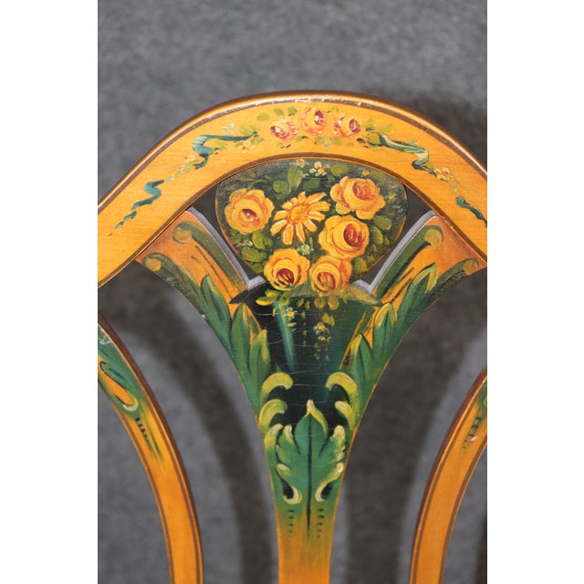 Antique 19th C. English Adams Style Satinwood Armchair, Silk Damask Upholstery For Sale - Image 4 of 11