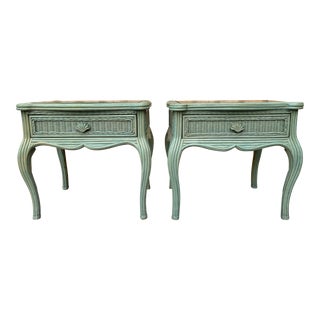 Vintage Coastal Style Pencil Reed Nightstands by Whitecraft Furniture. (A Pair) For Sale