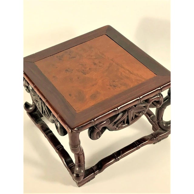 Vintage Chinese Rosewood Stand With Burl Top For Sale - Image 4 of 8