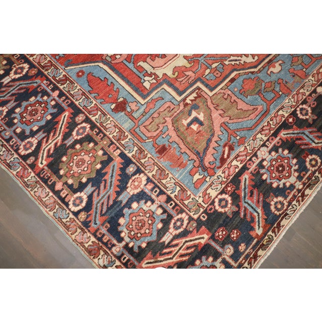Antique Zabihi Collection Masculine Persian Heriz Rug - 8'8" x 12'2" For Sale - Image 10 of 12