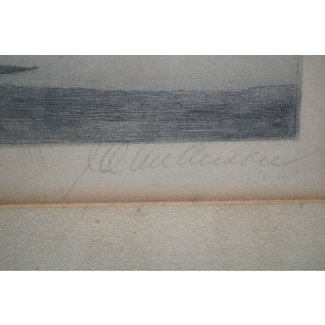 Printmaking Materials Antique John Octavius Anderson Signed Sailboat Village Seascape Etching 26" For Sale - Image 7 of 13