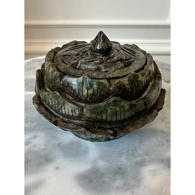 Antique Stone Lotus Incense Burner With Lid For Sale In Los Angeles - Image 6 of 12