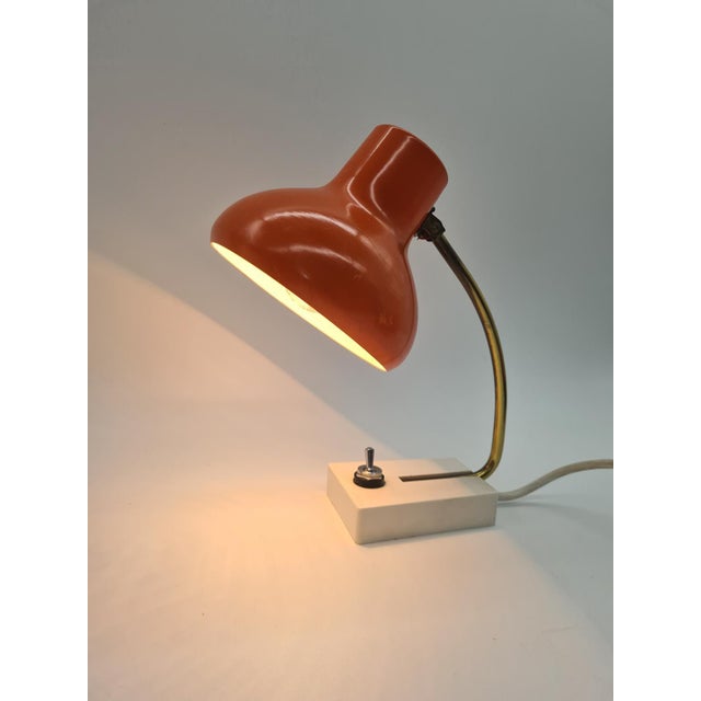 Desk Lamp in Orange Metal and Brass, 1970s For Sale - Image 3 of 10