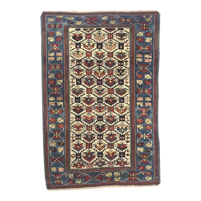 Antique Caucasian Kuba Rug 3'4" X 5’0" For Sale