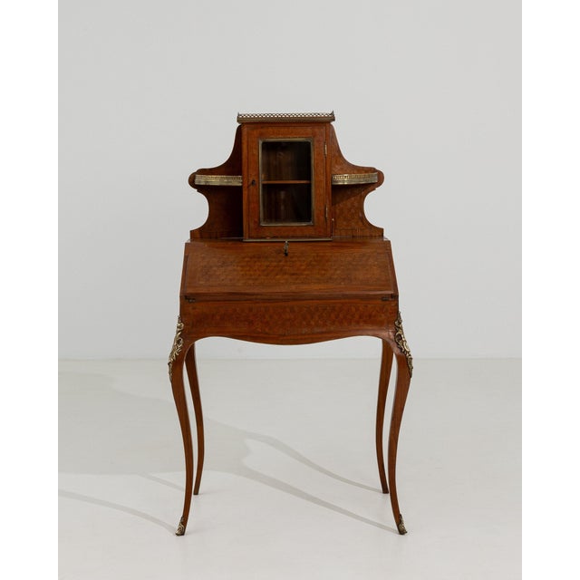 French 19th Century France Louis XV Brown Wood Writing Desk For Sale - Image 3 of 11