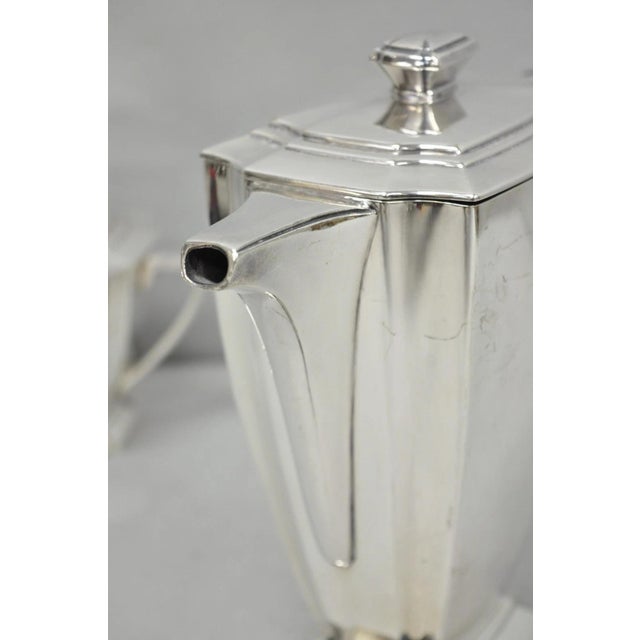 Antique 1847 Rogers Bros "Legacy" Art Deco Silver Plated Tea Set - 3 Pc Set For Sale In Philadelphia - Image 6 of 18