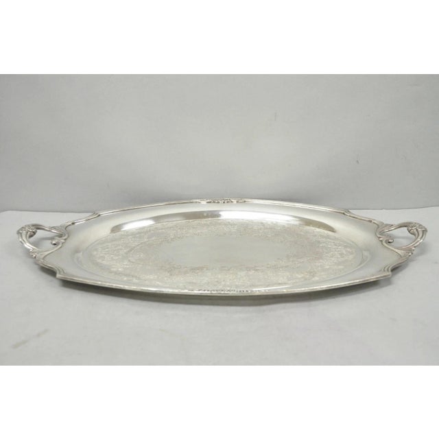 1847 Rogers Bros Eternally Yours Silver Plated Oval Serving Platter Butlers Tray For Sale - Image 13 of 14