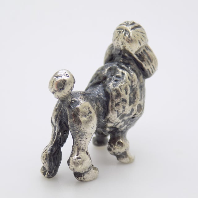 Metal Vintage Italian Handmade Genuine Silver Poodle Dog Rare Micro Dollhouse Miniature For Sale - Image 7 of 10