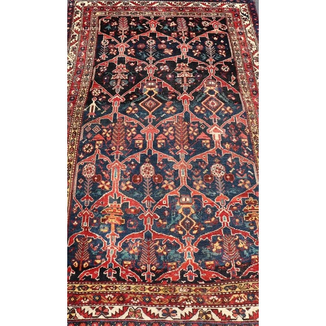 Tribal Antique Persian Bakhitari Colorful Rug With All-Over Floral Medallion Design For Sale - Image 3 of 12