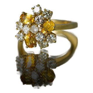 Late 20th Century Keith Davis Yellow Sapphire Ring, Size 3.5 For Sale