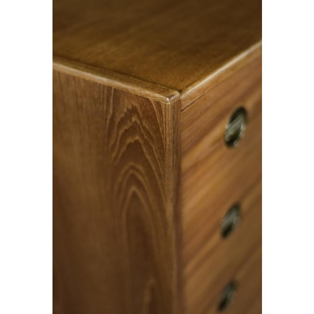 Mid-Century Danish Modern High Teak Highboy with Brass Handles, 1960s For Sale - Image 6 of 18