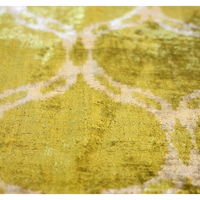 Olive Green Silk Velvet Pillow 20x20 | Handmade Designer Accent Cushion For Sale - Image 4 of 8