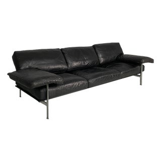 Italian Modern Black Leather Sofa by Antonio Citterio and Paolo Nava for B&B Italia, 1980s For Sale