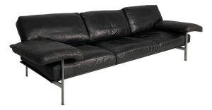 Italian Modern Black Leather Sofa by Antonio Citterio and Paolo Nava for B&B Italia, 1980s