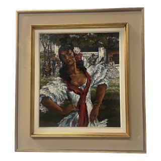 Flamenco Dancer, Oil on Canvas, 20th Century, Framed For Sale