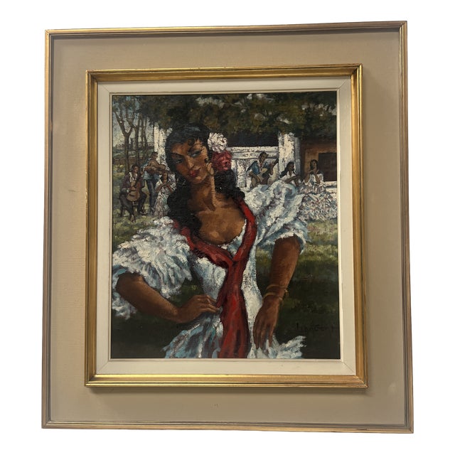 Flamenco Dancer, Oil on Canvas, 20th Century, Framed For Sale