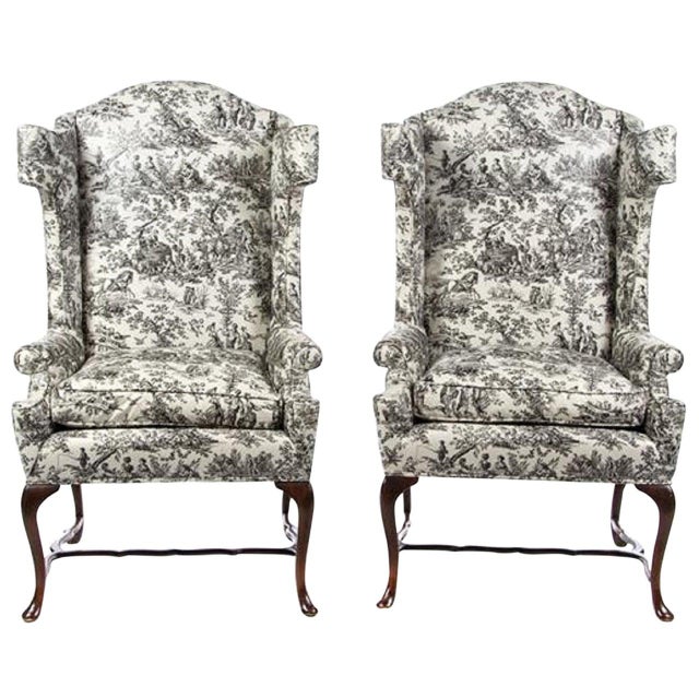Pair of George III Style Wingback Armchairs, Early 20th Century For Sale - Image 9 of 9