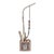 Vintage Silver-Plated Copper Water Pipe With Enamel Shou Xing Motif and Beaded Chain For Sale