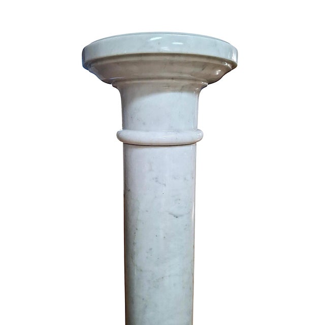Stone White Marble Neoclassical Pedestal For Sale - Image 7 of 16