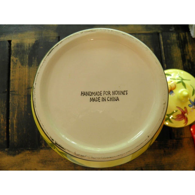 Nonni’s Biscotti Jar Yellow Floral Porcelain Cookie Jar Canister For Sale - Image 4 of 9