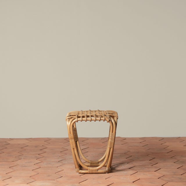 Vintage Inspired Rattan Studio Stool | Chairish