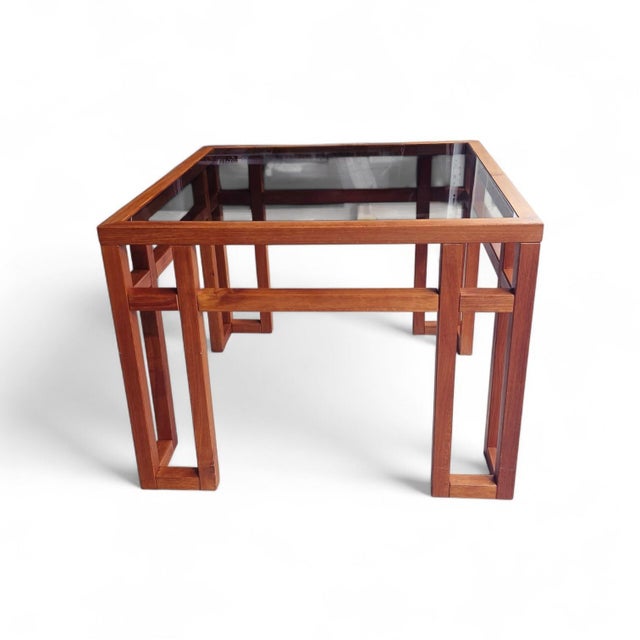 Brown Danish Modern Teak Geometric Glass Top Side Table, Circa 1960s–70s For Sale - Image 8 of 9