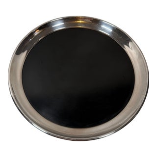 Vintage Mid-Century Modern Silver Plated Gorham Round Service Bar Tray For Sale
